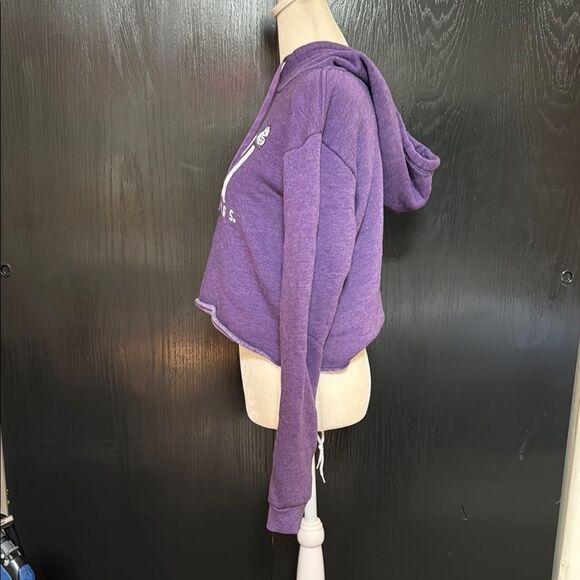 Purple TCU Horned Frogs Women's Hoodie.  Cropped.  Fleece. Size Small. - Picture 2 of 6